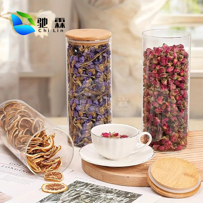 clear glass jars with bamboo lids